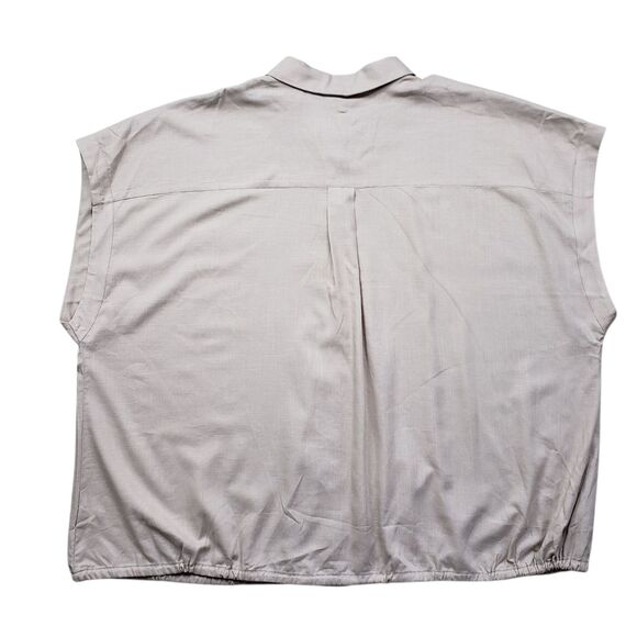 Torrid Linen Button Front Short Sleeve Crop Top Womens 4X Mushroom NWT - Picture 12 of 13